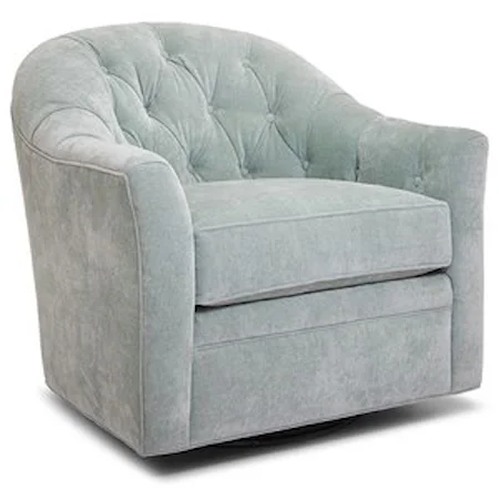 Transitional Swivel Glider Chair with Button Tufting
